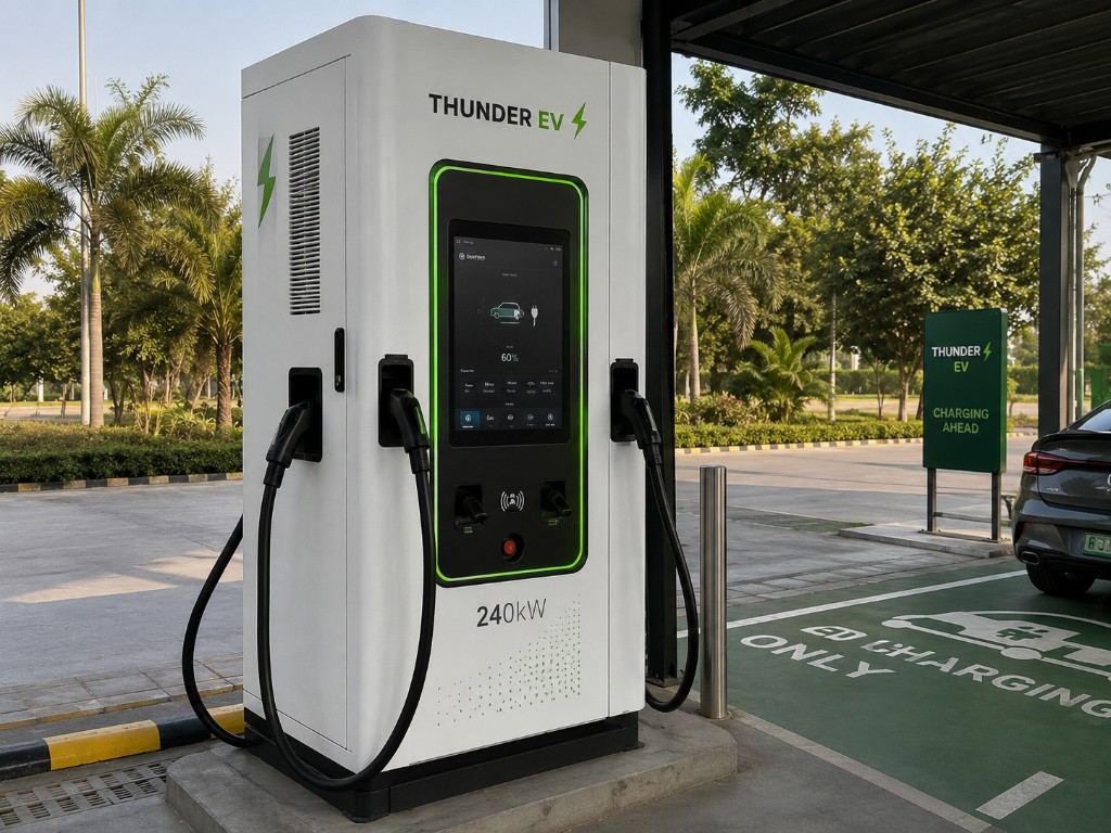 240 kW DC fast EV charger for highways and fleet depots — Thunder EV Charging Hub