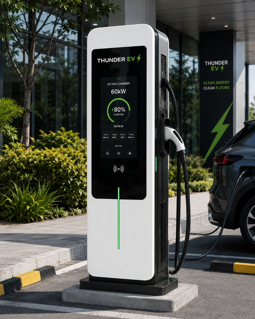 60 kW DC EV charger for society and commercial parking — Thunder EV Charging Hub